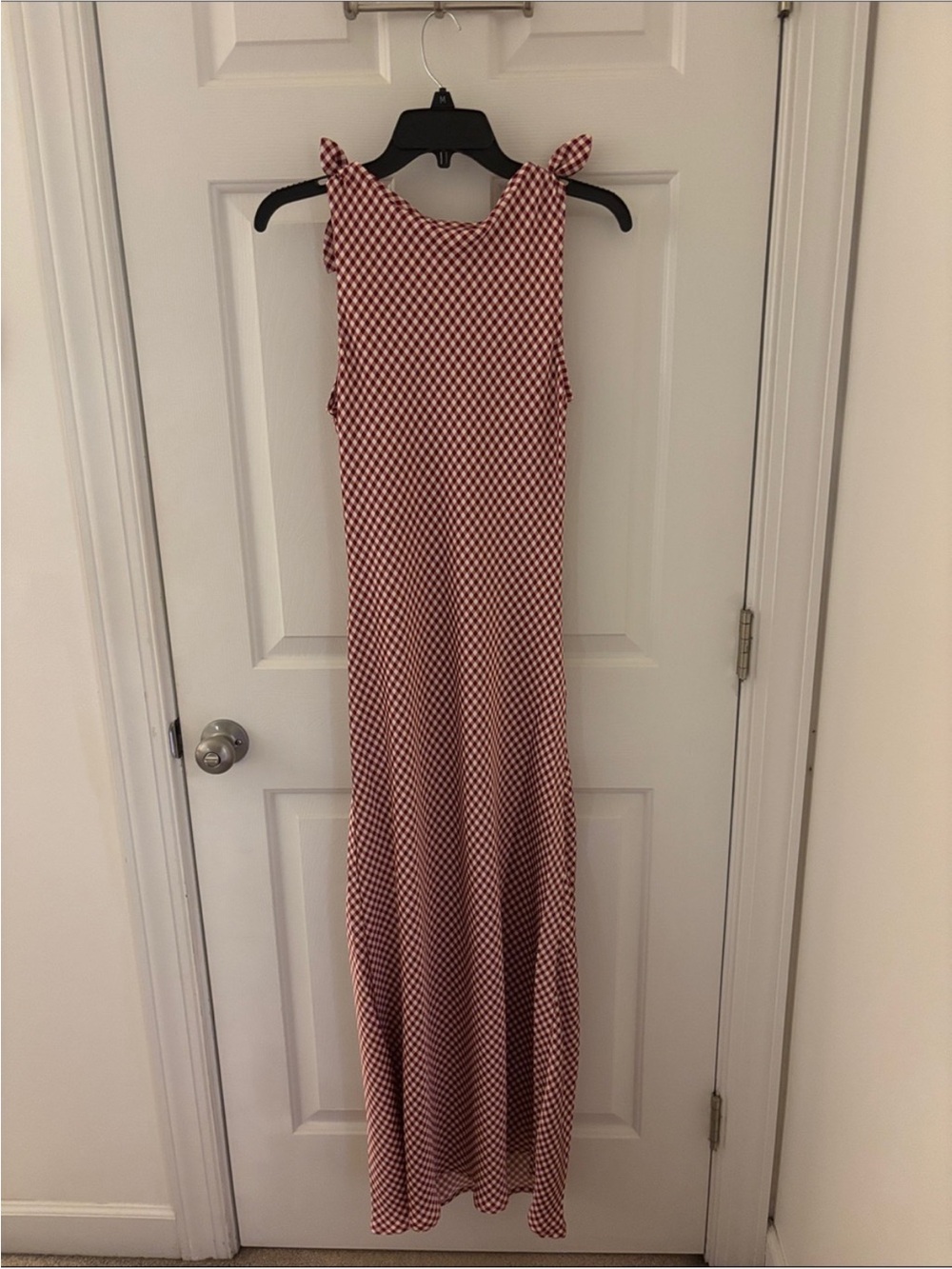 Caroline Constas Red Gingham Pattern Tie-Shoulder Maxi Dress NWT small - Picture 8 of 8